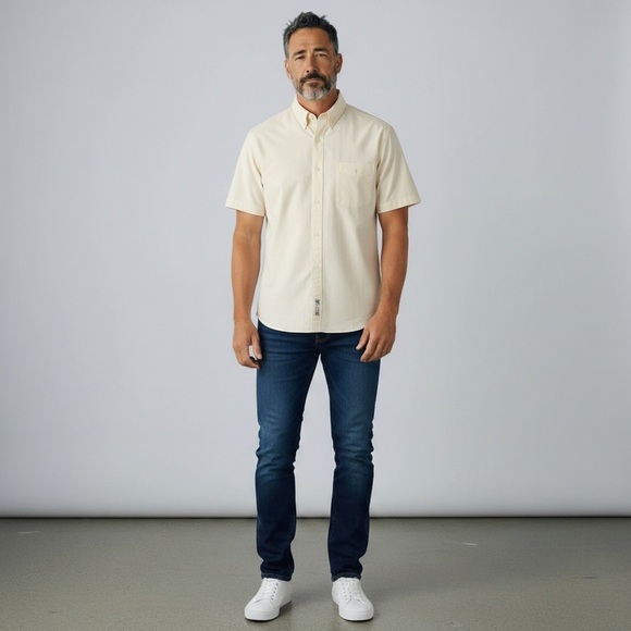 Alexander Lloyd Other - Alexander Lloyd Button Down Short Sleeve Dress Shirt. Cream Size 17.5 Tall #1851